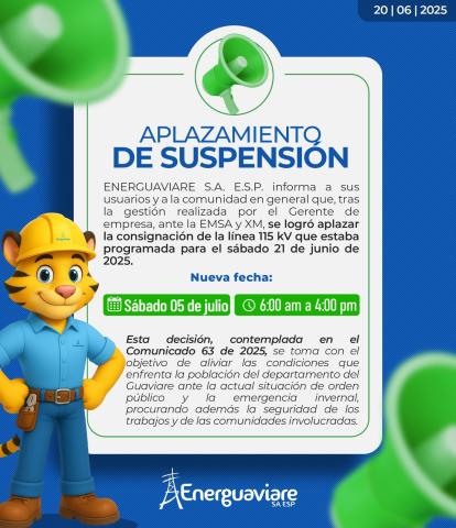 APLAZAMIENTO COMUNICADO 63 DE 2025